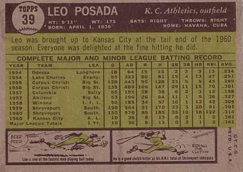 Leo Posada  baseball card collectible - Main Image 2