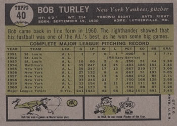 Bob Turley  baseball card collectible - Main Image 2