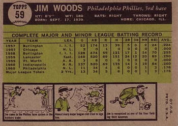 Jim Woods  baseball card collectible - Main Image 2