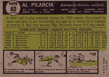 Al Pilarcik  baseball card collectible - Main Image 2
