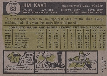 Jim Kaat  baseball card collectible - Main Image 2