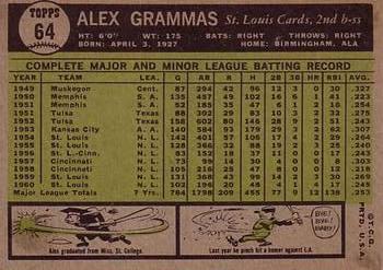 Alex Grammas  baseball card collectible - Main Image 2