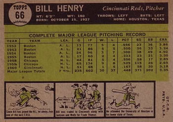 Bill Henry  baseball card collectible - Main Image 2