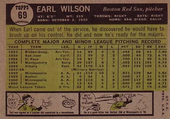 Earl Wilson  baseball card collectible - Main Image 2