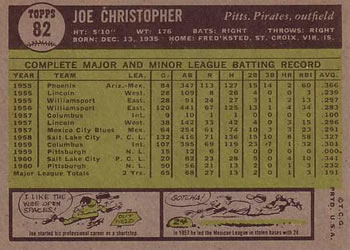 Joe Christopher  baseball card collectible - Main Image 2