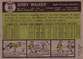 Jerry Walker  baseball card collectible - Main Image 2