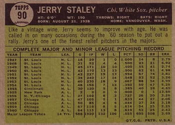 Jerry Staley  baseball card collectible - Main Image 2