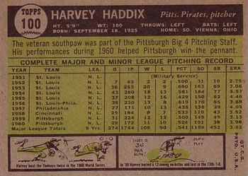 Harvey Haddix  baseball card collectible - Main Image 2