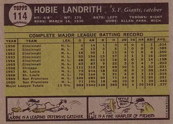 Hobie Landrith  baseball card collectible - Main Image 2