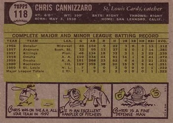 Chris Cannizzaro  baseball card collectible - Main Image 2