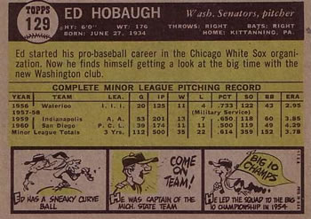 Ed Hobaugh  baseball card collectible - Main Image 2
