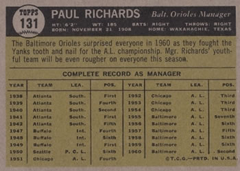 Paul Richards  baseball card collectible - Main Image 2