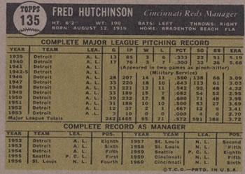 Fred Hutchinson  baseball card collectible - Main Image 2