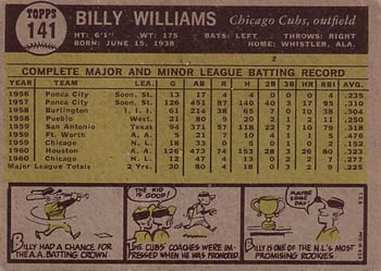 Billy Williams  baseball card collectible - Main Image 2