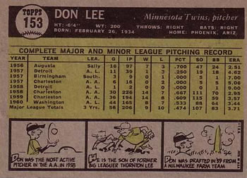 Don Lee  baseball card collectible - Main Image 2