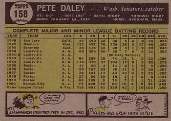 Pete Daley  baseball card collectible - Main Image 2