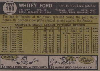 Whitey Ford  baseball card collectible - Main Image 2