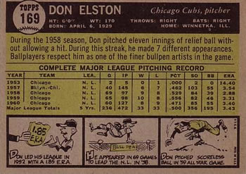 Don Elston  baseball card collectible - Main Image 2