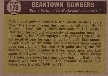 Beantown Bombers (Jackie Jensen / Frank Malzone / Vic Wertz)  baseball card collectible - Main Image 2