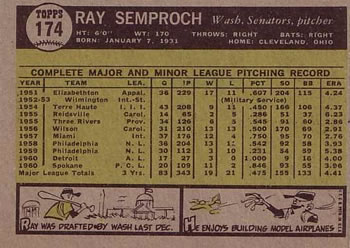 Ray Semproch  baseball card collectible - Main Image 2