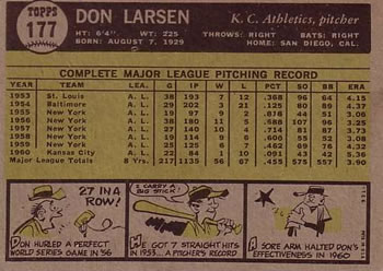 Don Larsen  baseball card collectible - Main Image 2