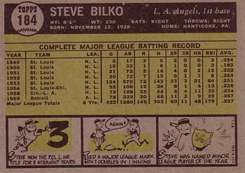 Steve Bilko  baseball card collectible - Main Image 2