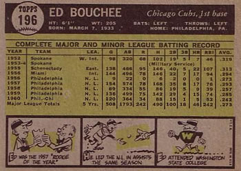 Ed Bouchee  baseball card collectible - Main Image 2