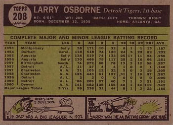 Larry Osborne  baseball card collectible - Main Image 2