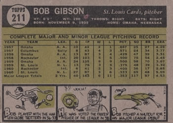 Bob Gibson  baseball card collectible - Main Image 2