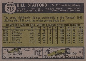 Bill Stafford  baseball card collectible - Main Image 2