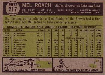 Mel Roach  baseball card collectible - Main Image 2