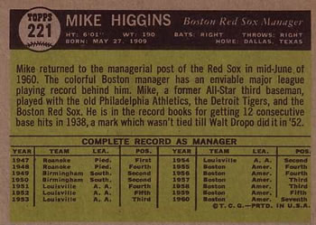 Mike Higgins  baseball card collectible - Main Image 2