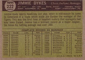 Jimmie Dykes  baseball card collectible - Main Image 2