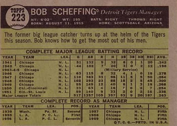 Bob Scheffing  baseball card collectible - Main Image 2