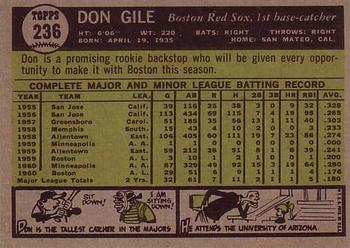 Don Gile  baseball card collectible - Main Image 2