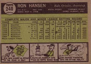 Ron Hansen  baseball card collectible - Main Image 2