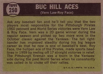 Buc Hill Aces (Vern Law / Roy Face)  baseball card collectible - Main Image 2