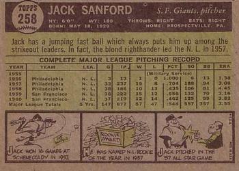 Jack Sanford  baseball card collectible - Main Image 2