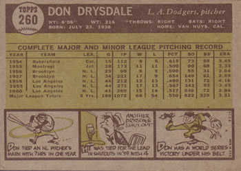 Don Drysdale  baseball card collectible - Main Image 2