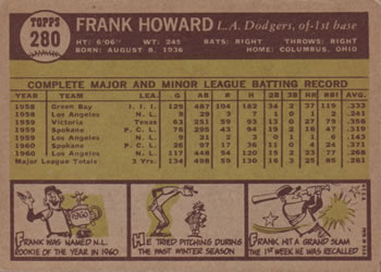 Frank Howard  baseball card collectible - Main Image 2