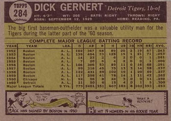 Dick Gernert  baseball card collectible - Main Image 2