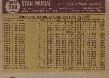 Stan Musial  baseball card collectible - Main Image 2