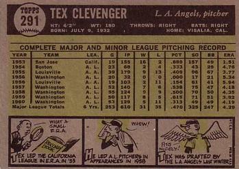 Tex Clevenger  baseball card collectible - Main Image 2