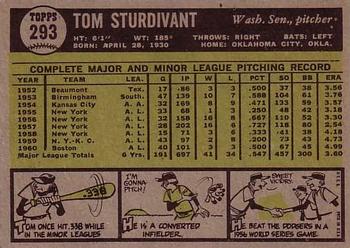 Tom Sturdivant  baseball card collectible - Main Image 2