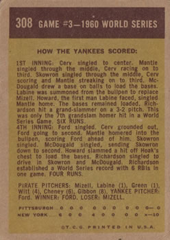 1960 World Series Game #3 - Richardson Is Hero  baseball card collectible - Main Image 2