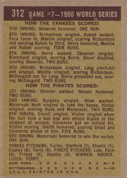 1960 World Series Game #7 - Mazeroski’s Homer Wins It!  baseball card collectible - Main Image 2