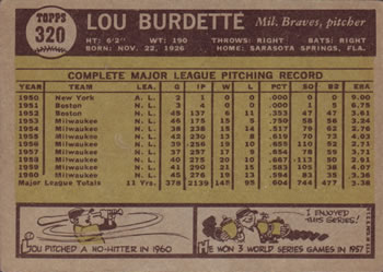 Lou Burdette  baseball card collectible - Main Image 2