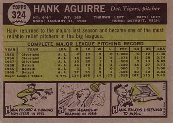 Hank Aguirre  baseball card collectible - Main Image 2