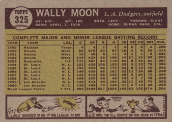 Wally Moon  baseball card collectible - Main Image 2