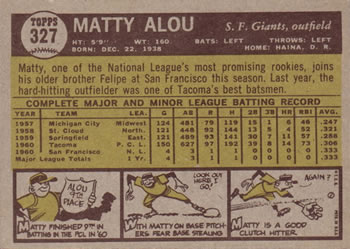 Matty Alou  baseball card collectible - Main Image 2